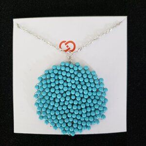 NEW Large Turquoise Circle lace Hematite Necklace